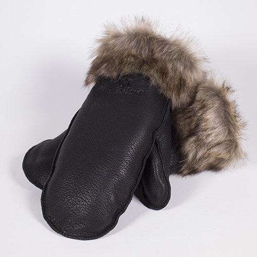 Deerskin Leather Mitts with Faux Fur Trim - TWB Home Decor