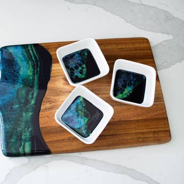 Resin Accented Ceramic Dipping Bowl