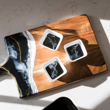 Resin Accented Ceramic Dipping Bowl