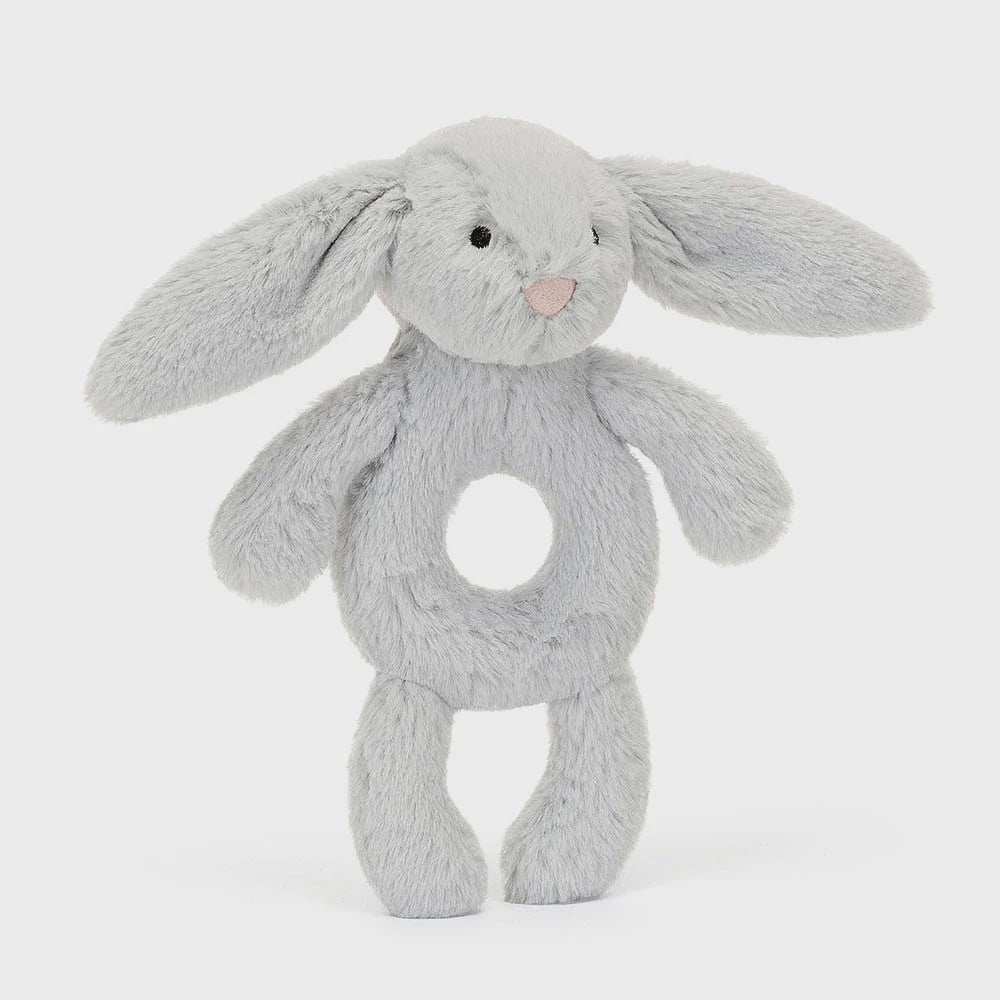 Bashful Grey Bunny Ring Rattle