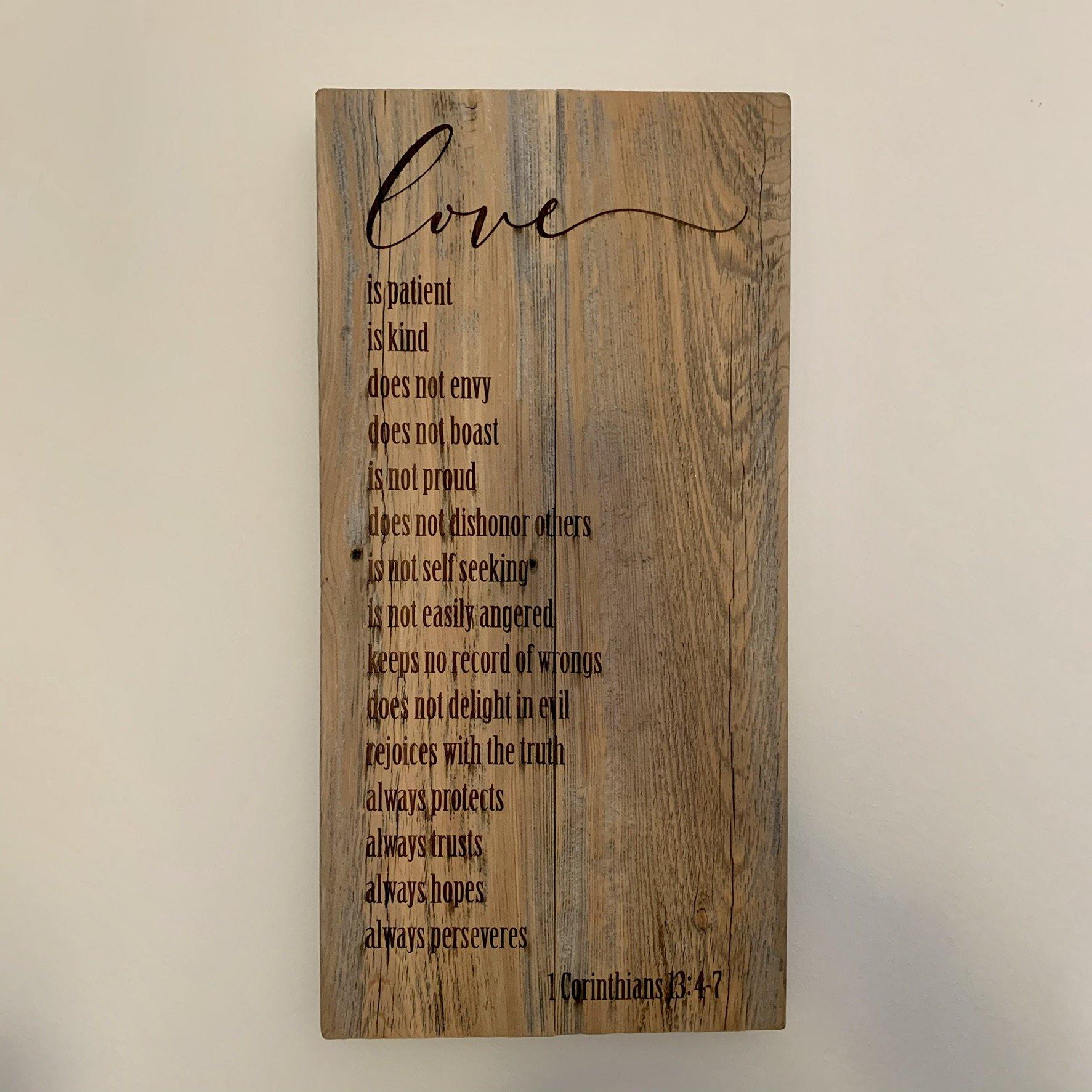 Love is Patient Reclaimed Wood Sign - TWB Home Decor