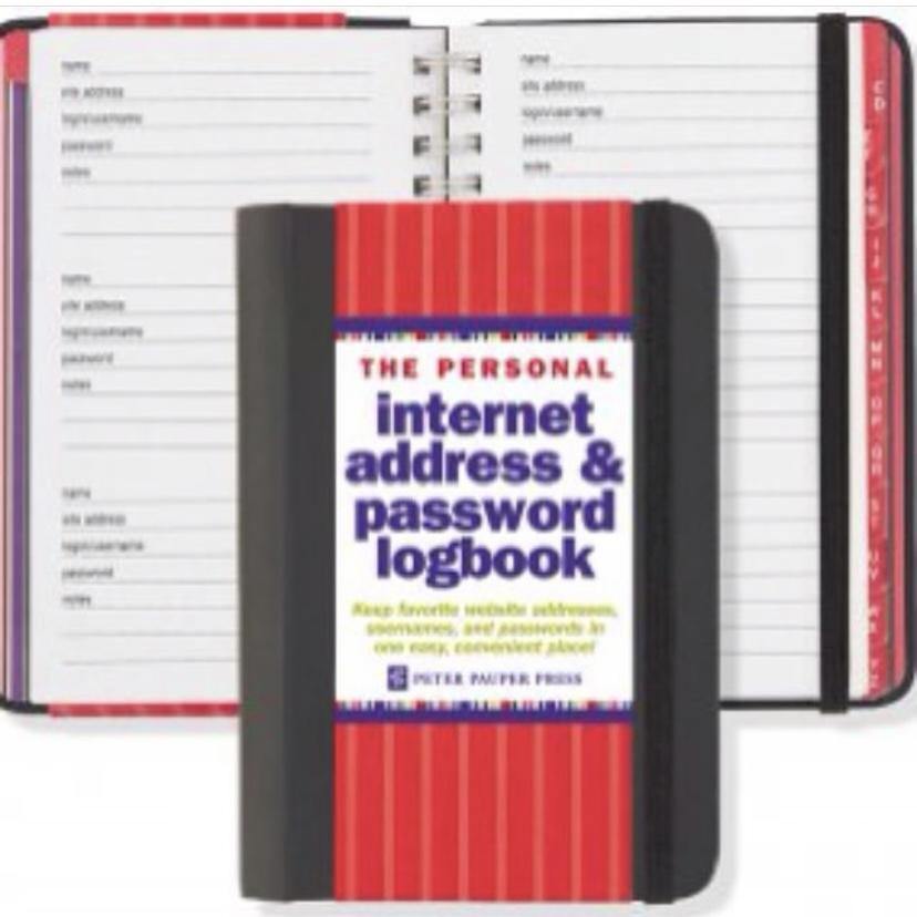 Internet Address & Password Logbook - TWB Home Decor