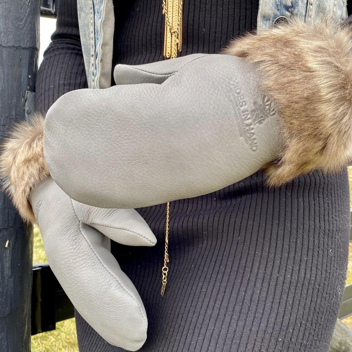 Deerskin Leather Mitts with Faux Fur Trim - TWB Home Decor