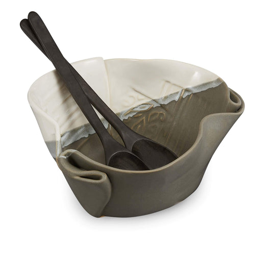 Serving Bowl (w/ Palm Salad Servers) - TWB Home Decor