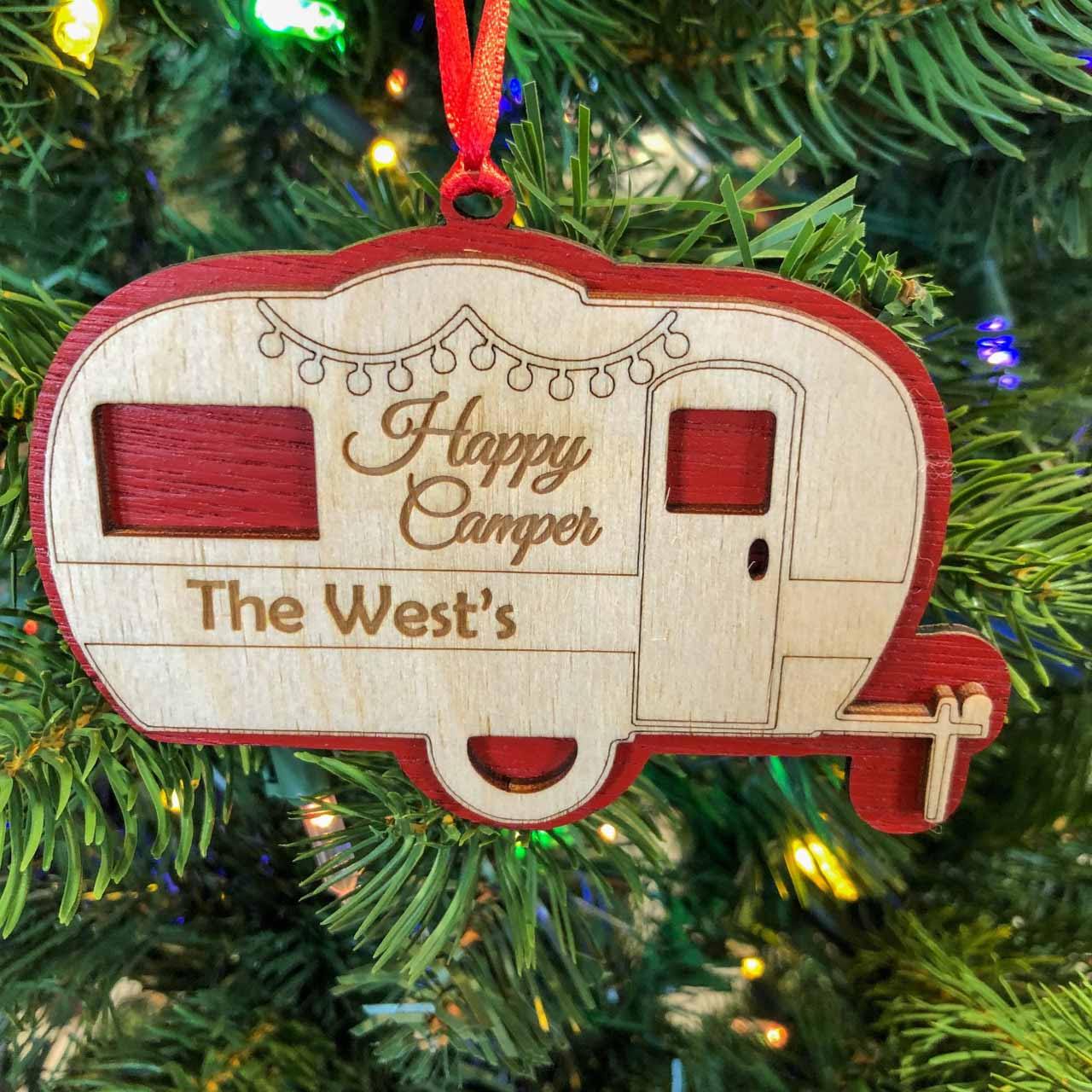 Happy Camper Ornament - Personalization Available - TWB Home Decor