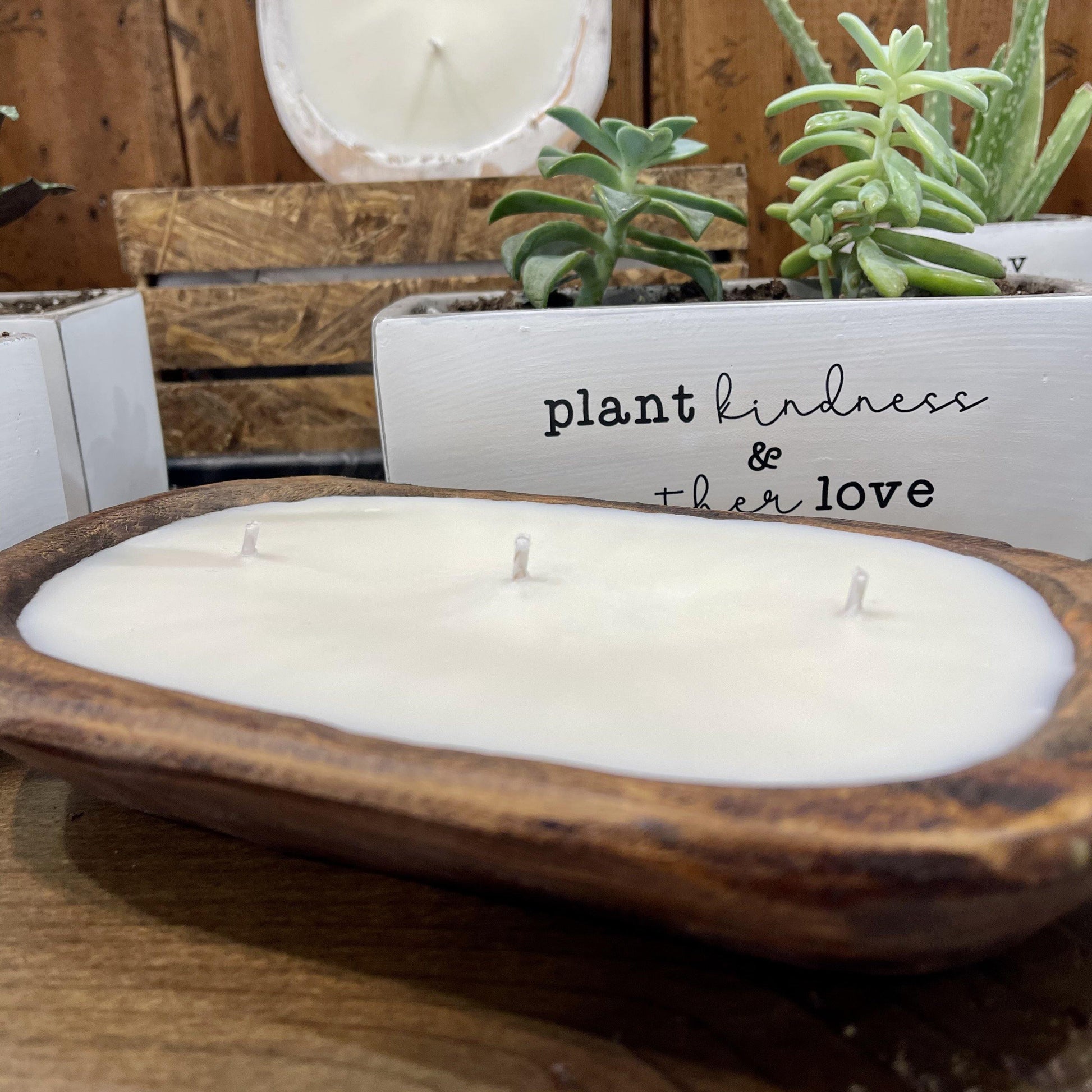 TWB 3 Wick Dough Bowl Candle - Natural Wood - TWB Home Decor