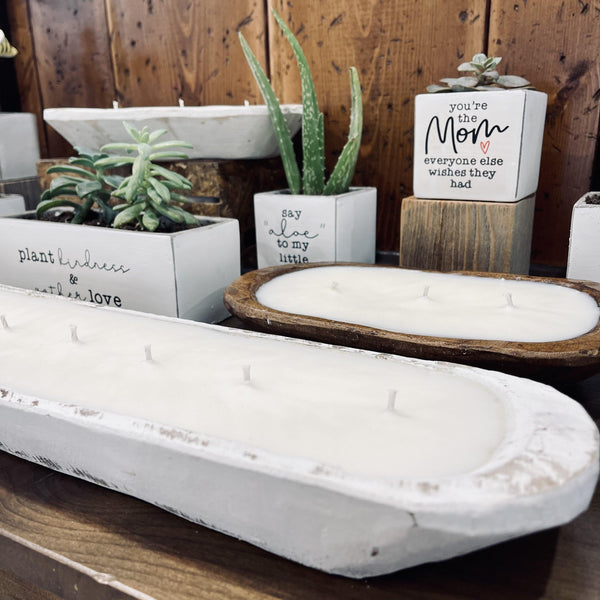 TWB 7 Wick Dough Bowl Candle - Distressed White - TWB Home Decor