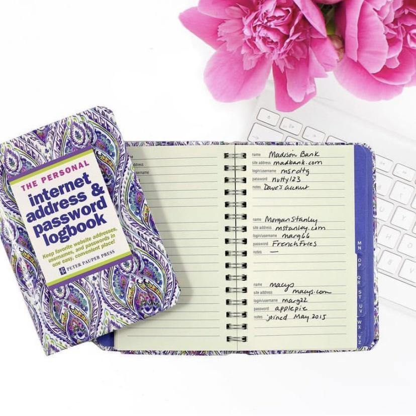 Internet Address & Password Logbook - TWB Home Decor